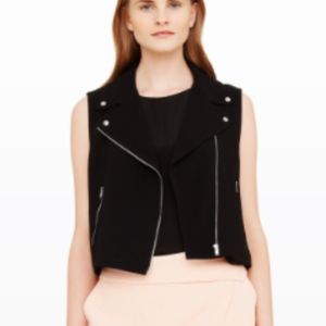 Club Monaco Black Levie Cropped Moto Vest